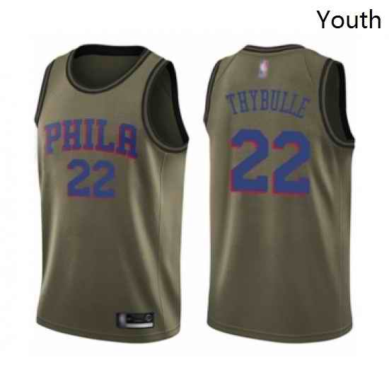 Youth Philadelphia 76ers 22 Mattise Thybulle Swingman Green Salute to Service Basketball Jersey
